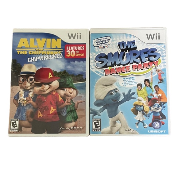 Wii Game Bundle: Alvin and the Chipmunks Chipwrecked and The Smurfs Dance Party - Picture 1 of 3